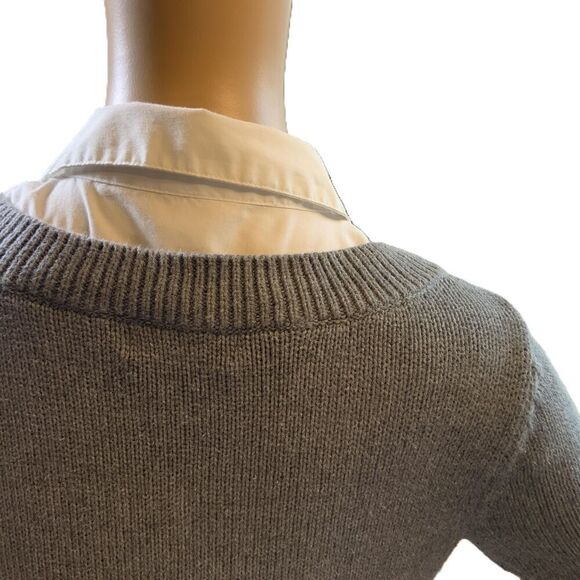 Dressbarn Grey Short Sleeve Collared Neck Layered Pullover Sweater Size Medium - Picture 6 of 13